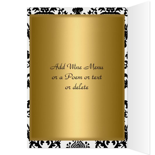 Gold en Damask Tafelplaatsing en Menu Kaart (Binnen (Links))