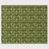 Gold en Deep Green Floral Pattern Cadeaupapier (Vlak)