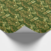 Gold en Deep Green Floral Pattern Cadeaupapier (Hoek)