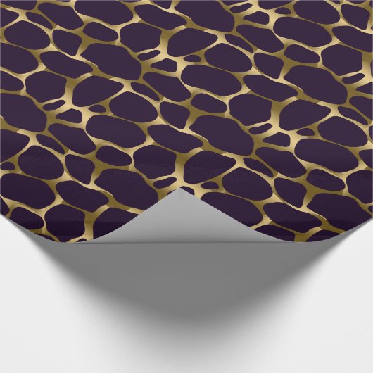 Gold en diepe Paarse Abstracte luipaard Cadeaupapier (Hoek)