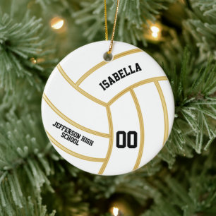 Gold- en DIY-achtergrondkleur - Volleybal Keramisch Ornament