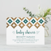 Gold en Emerald Boho Aztec Baby shower Kaart (Staand voorkant)