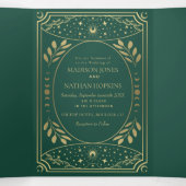 Gold en Emerald Elegant Tarot Wedding Drieluik Uitnodiging (Binnenkant midden)