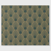 Gold en Emerald Green Art Deco Pattern Cadeaupapier (Vlak)