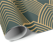 Gold en Emerald Green Art Deco Pattern Cadeaupapier (Rol Hoek)