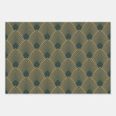 Gold en Emerald Green Art Deco Pattern Inpakpapier Vel (Voorkant)