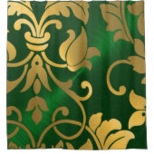Gold en Emerald Green Damask Douchegordijn (Voorkant)