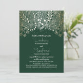 Gold en Emerald Green Enchanted Woodland Wedding Kaart (Staand voorkant)