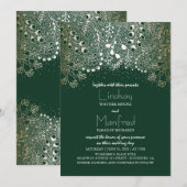 Gold en Emerald Green Enchanted Woodland Wedding Kaart (Voorkant / Achterkant)