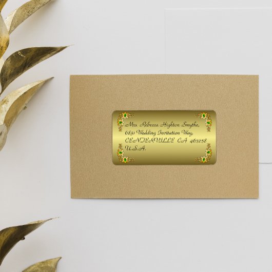 Gold en Emerald Jewel Wedding Etiket