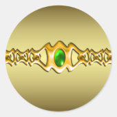 Gold en Emerald Jewel Wedding Ronde Sticker (Voorkant)