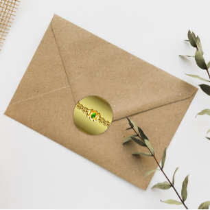 Gold en Emerald Jewel Wedding Ronde Sticker