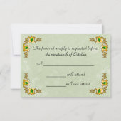 Gold en Emerald Jewel Wedding RSVP Kaartje (Achterkant)
