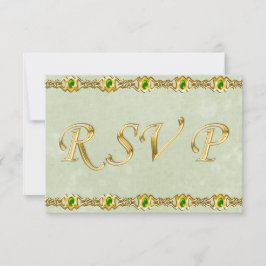 Gold en Emerald Jewel Wedding RSVP Kaartje