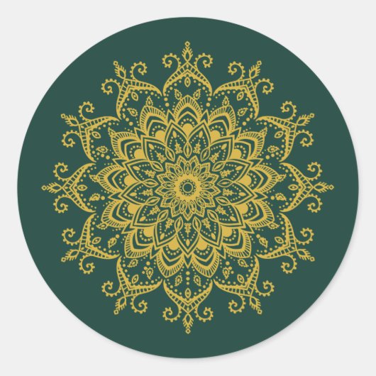 Gold en Emerald Mehendi Henna Envelope Seal Ronde Sticker (Voorkant)