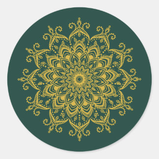 Gold en Emerald Mehendi Henna Envelope Seal Ronde Sticker