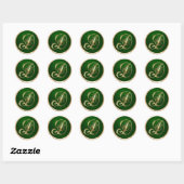 Gold- en Emerald Monogram D Envelope Seal Ronde Sticker (Vel)