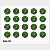 Gold- en Emerald Monogram F Envelope Seal Ronde Sticker (Vel)