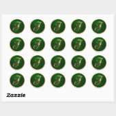 Gold en Emerald Monogram I Envelope Seal Ronde Sticker (Vel)