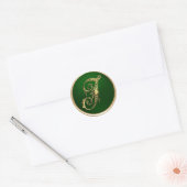 Gold en Emerald Monogram J Envelope Seal Ronde Sticker (Envelop)