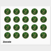 Gold- en Emerald Monogram L Envelope Seal Ronde Sticker (Vel)