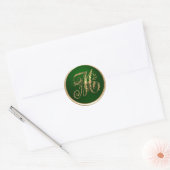 Gold- en Emerald Monogram M Envelope Seal Ronde Sticker (Envelop)