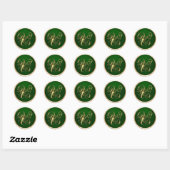Gold- en Emerald Monogram U Envelope Seal Ronde Sticker (Vel)