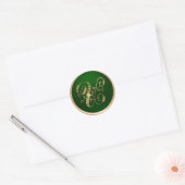 Gold- en Emerald Monogram U Envelope Seal Ronde Sticker (Envelop)
