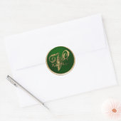Gold en Emerald Monogram V Envelope Seal Ronde Sticker (Envelop)