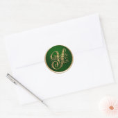 Gold- en Emerald Monogram Y Envelope Seal Ronde Sticker (Envelop)