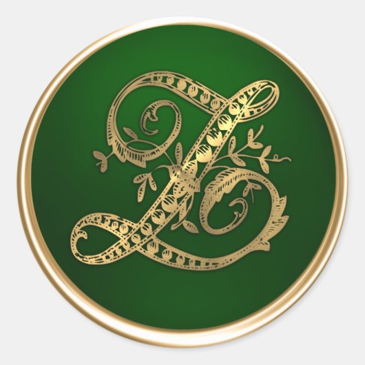 Gold en Emerald Monogram Z Envelope Seal Ronde Sticker (Voorkant)