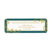 Gold en Emerald Victoriaans Floral Lace Adres Etiket (Voorkant)