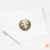 Gold en Fleur de Lis Embossed Kijk Ronde Sticker (Envelop)