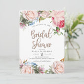 Gold en Floral Bridal Brunch Uitnodiging (Staand voorkant)