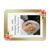 Gold en Floral Photo Memorial Magnet Magneet (Horizontaal)