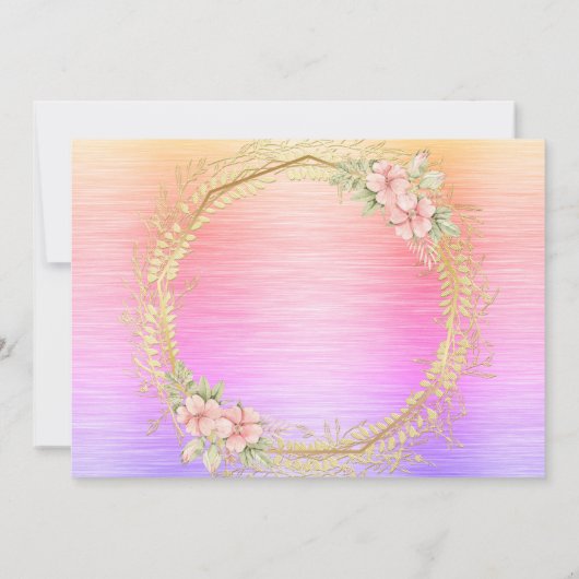 Gold en Floral Sweet 16 Uitnodiging (Achterkant)