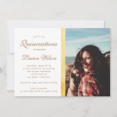 Gold en glitter Quinceanera Fotouitnodiging Kaart (Voorkant)