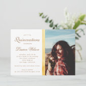 Gold en glitter Quinceanera Fotouitnodiging Kaart (Staand voorkant)