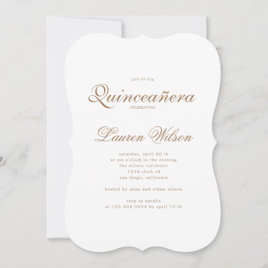 Gold en glitter Quinceanera Kaart (Voorkant)