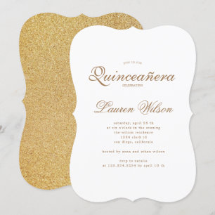 Gold en glitter Quinceanera Kaart