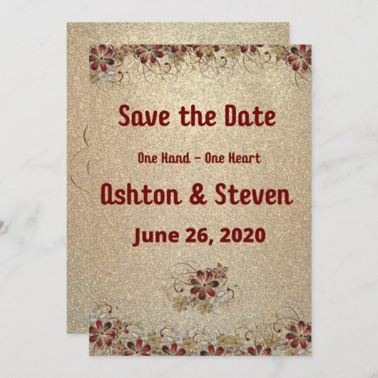 Gold en Glitter Save The Date (Voorkant / Achterkant)