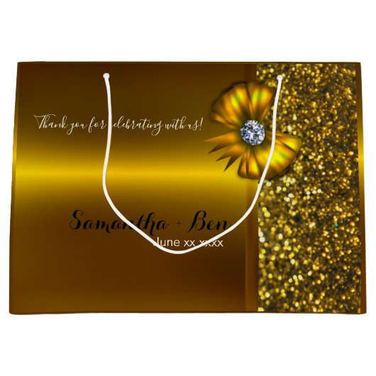 Gold en Glitter Weddenschap Dank je cadeau Groot Cadeauzakje (Voorkant)