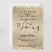 Gold en Gold Glitter Invitation Kaart (Voorkant)