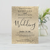 Gold en Gold Glitter Invitation Kaart (Staand voorkant)