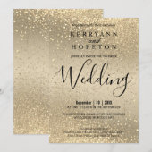 Gold en Gold Glitter Invitation Kaart (Voorkant / Achterkant)