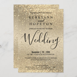 Gold en Gold Glitter Invitation Kaart