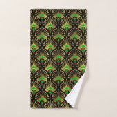 Gold en green Art Deco-patroon op zwart Bad Handdoek (Handdoek)