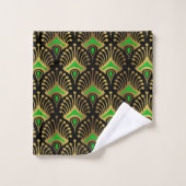 Gold en green Art Deco-patroon op zwart Bad Handdoek (Wasdoekje)
