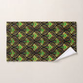 Gold en green Art Deco-patroon op zwart Bad Handdoek (Handdoek)