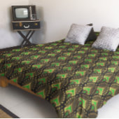 Gold en green Art Deco-patroon op zwart Fleece Deken